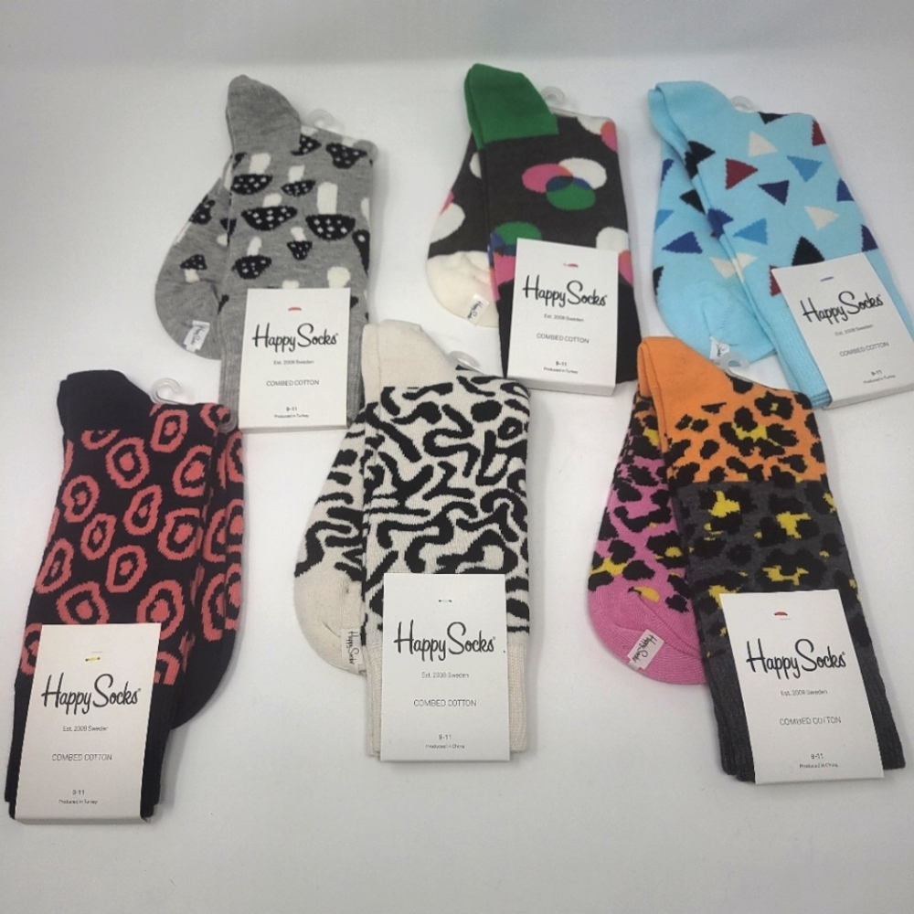 Happy Socks Assortment, 6 Pair, Sock Size 9-11 for Womens's 5 - 9, Men's 4-7 (2)